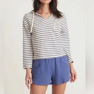 Marine Layer PLaya Hoodie Navy/Cream Stripe Large NWT